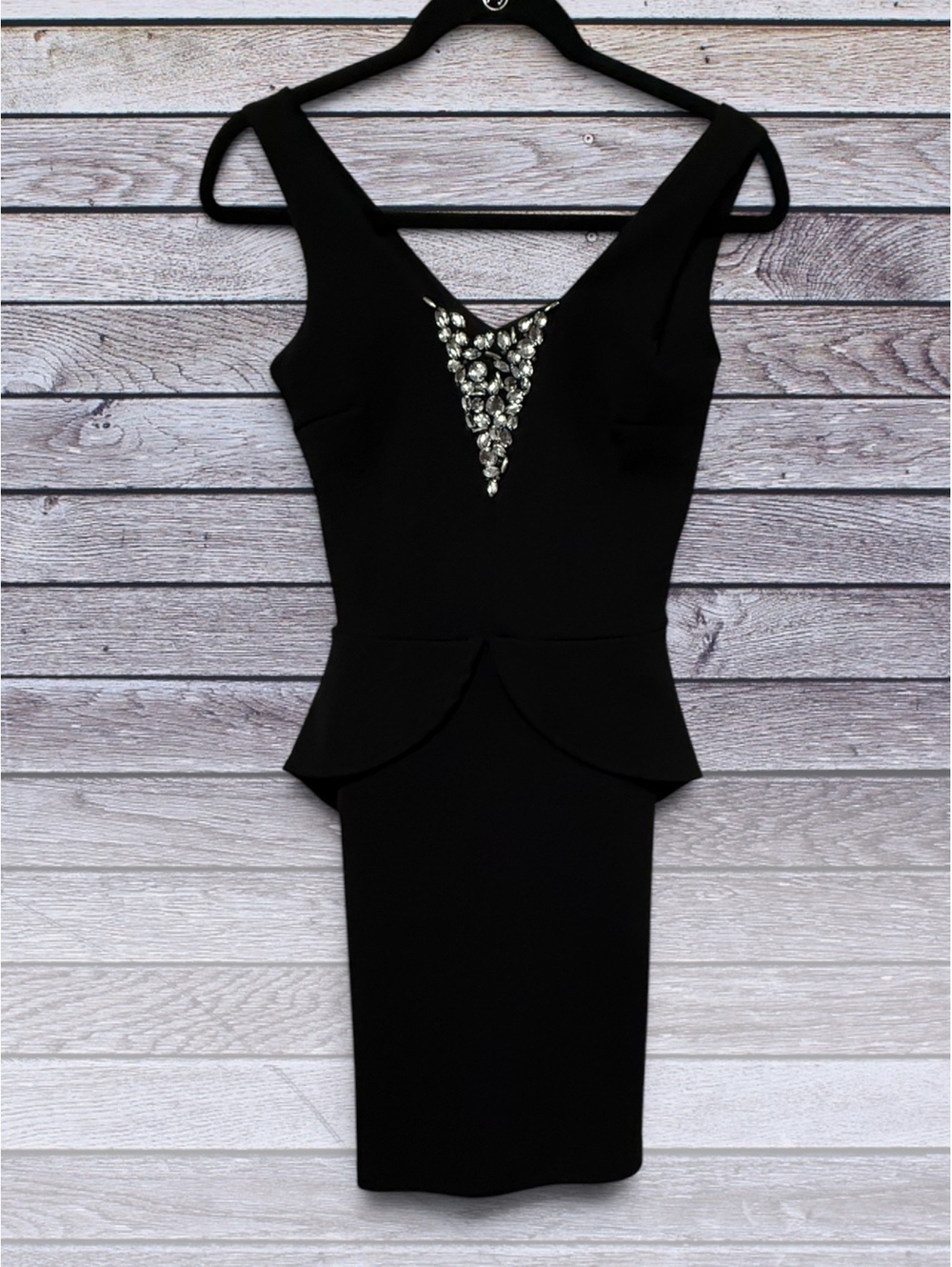 Hypnotik Black Embellished Peplum Bodycon Dress Size S
